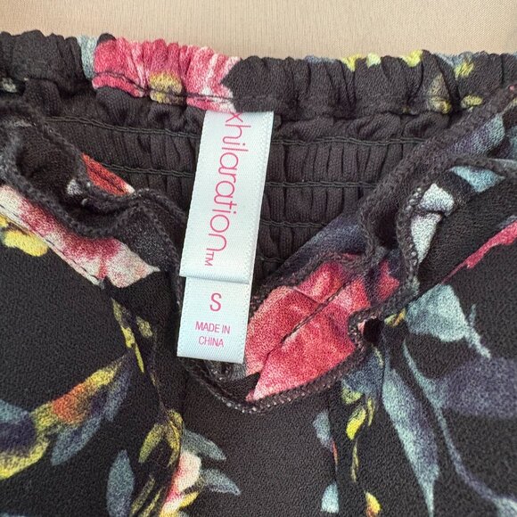 Xhilaration Pink and Yellow Floral/Black Summer Dress Adjustable Straps Small - Picture 5 of 9